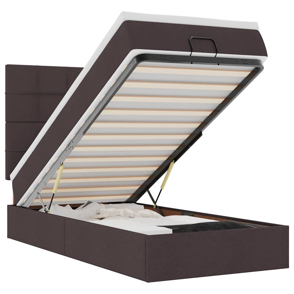 Thumbnail - vidaXL Ottomane Bett mit Matratze & LEDs Dunkelbraun 90x200 cm Stoff