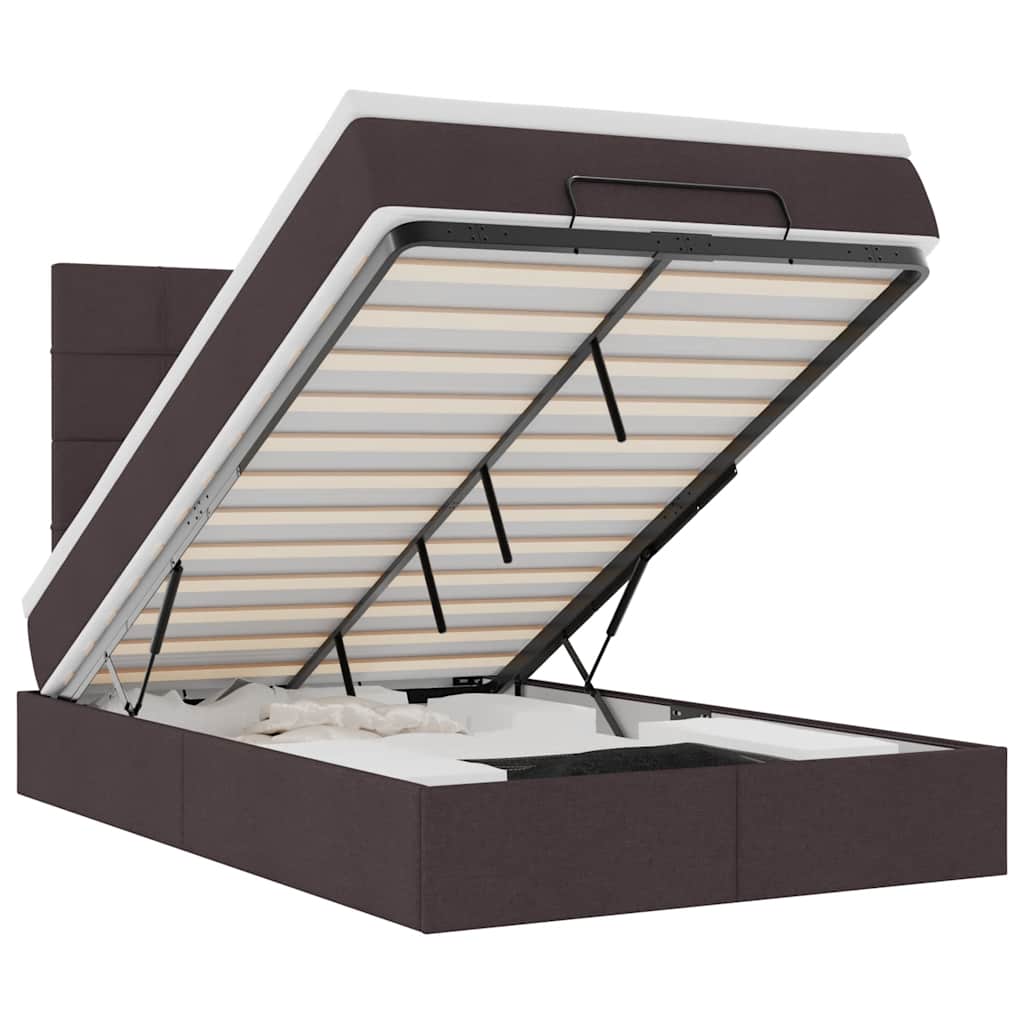 vidaXL Ottoman bed met matras en LED's 120x190 cm stof donkerbruin bruin, foto 3