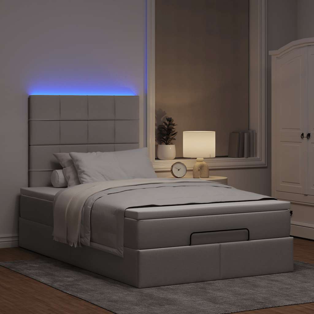 Thumbnail - vidaXL Ottoman-Bett mit Matratze & LEDs Taupe 120x200 cm Stoff