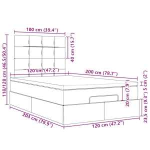 Osmanský rám postele s matrací krémově 120x200cm textil - obrázek 17