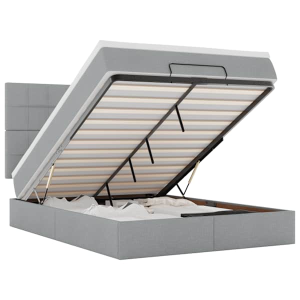 vidaXL ottomani voodi madratsita ja LED, helehall, 140x190cm, kangas