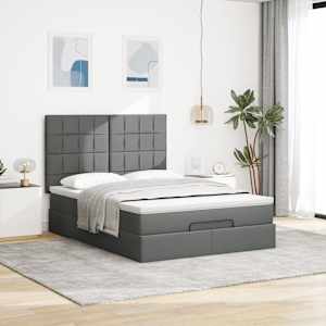 Osmanský rám postele s matrací tmavě šedá 140x190cm textil - obrázek 4