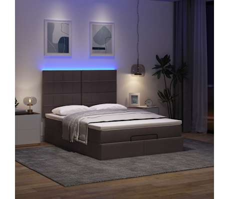 VidaXL Cadre de lit ottoman avec matelas marron fonc&eacute; 140x200 cm tissu