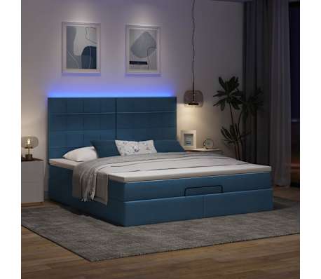 vidaXL osmannisk sengeramme med madras 160x200 cm stof bl&aring;