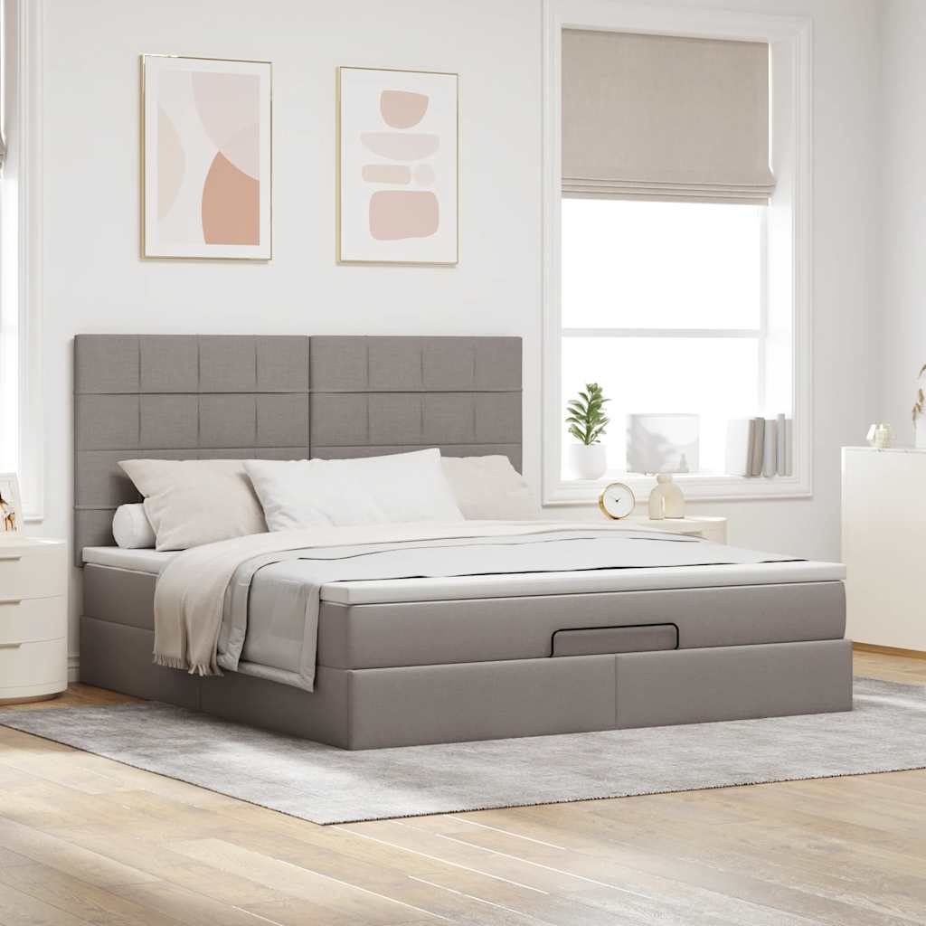 vidaXL Ottoman bed met matras en LED's 180x200cm stof taupe, foto 4
