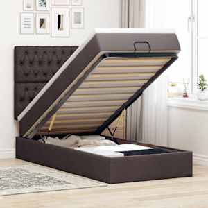 Osmanský rám postele s matrací tmavě šedá 80x200cm textil - obrázek 1