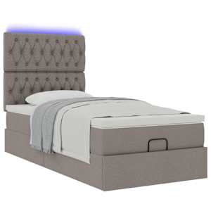 Osmanský rám postele s matrací taupe 80x200cm textil - obrázek 6