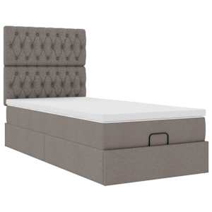 Osmanský rám postele s matrací taupe 80x200cm textil - obrázek 7