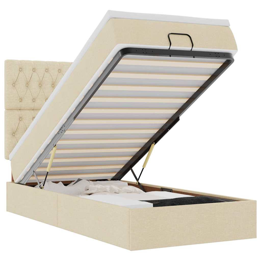 Thumbnail - vidaXL Ottoman-Bett mit Matratze & LEDs Creme 80x200 cm Stoff