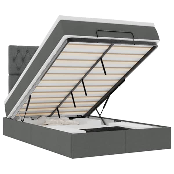 vidaXL ottomani voodi madratsiga ja LED, tumehall, 120x190 cm, kangas