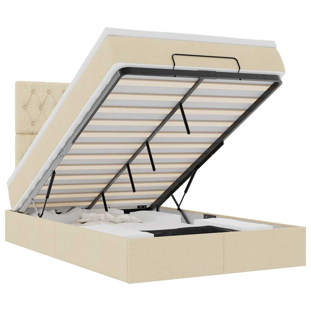 Thumbnail - vidaXL Ottoman-Bett mit Matratze & LEDs Creme 120x190 cm Stoff