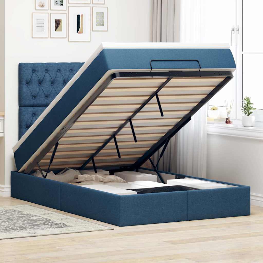 vidaXL osmannisk sengeramme med madras 120x190 cm stof blå