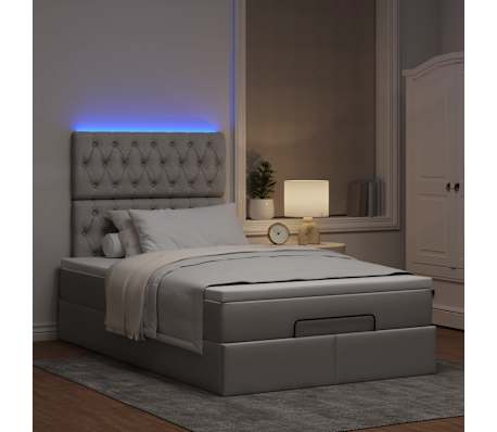vidaXL Οθωμανικό κρεβάτι με στρώμα & LEDs Taupe 120x200cm ύφασμα