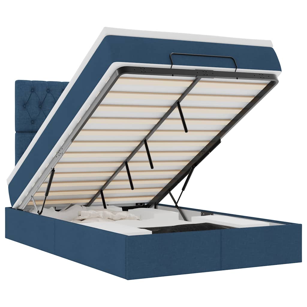 Thumbnail - vidaXL Ottoman-Bett mit Matratze & LEDs Blau 120x200 cm Stoff