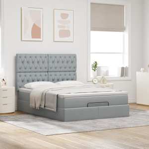Osmanský rám postele s matrací světle šedá 140x190cm textil - obrázek 4