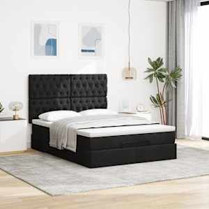 Osmanský rám postele s matrací černá 140x190cm textil - obrázek 4