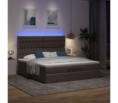 VidaXL Cadre de lit ottoman avec matelas marron fonc&eacute; 160x200 cm tissu