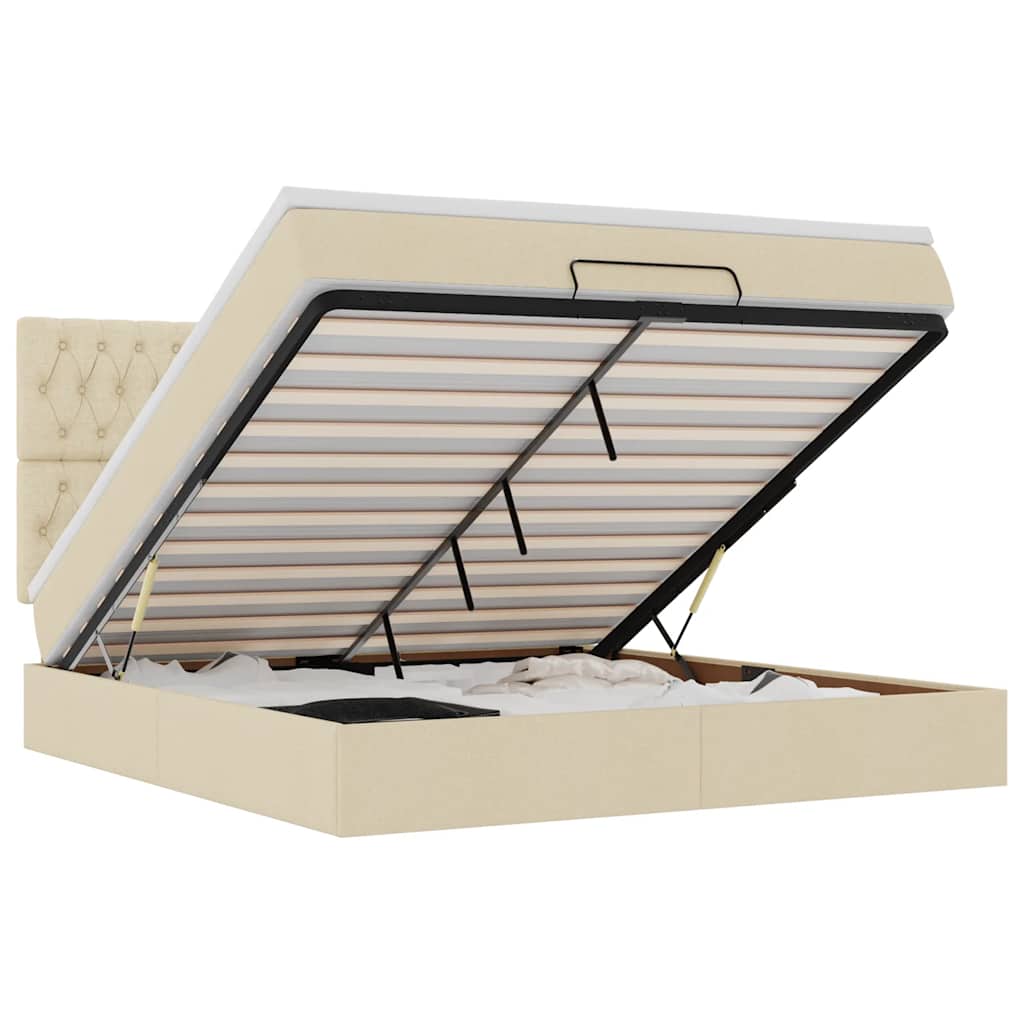 Thumbnail - vidaXL Ottoman-Bett mit Matratze & LEDs Creme 160x200 cm Stoff