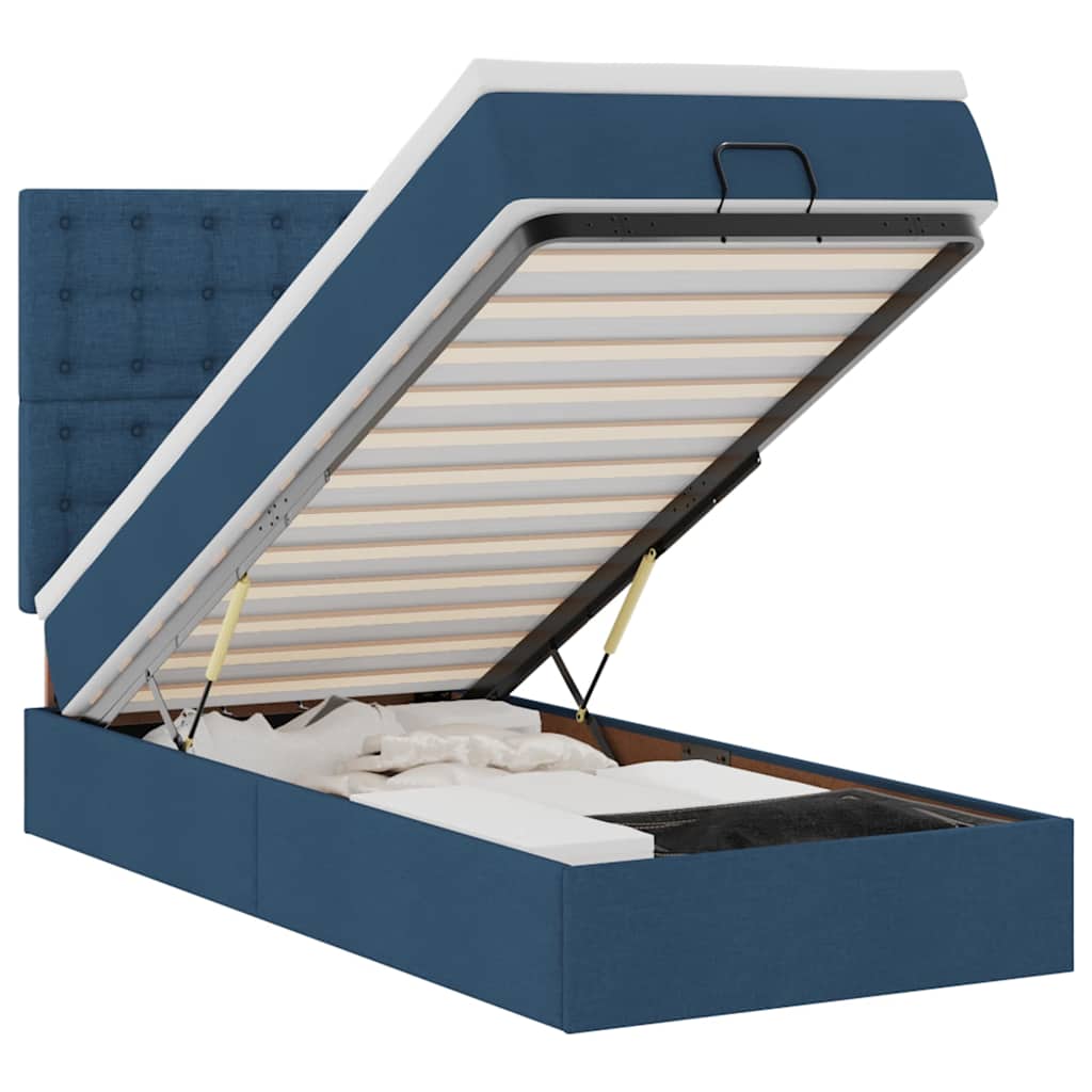 Thumbnail - vidaXL Ottomane Bett mit Matratze & LEDs Blau 100x200 cm Stoff