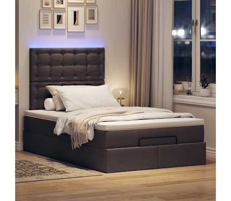 vidaXL Ottoman-Bett mit Matratze & LEDs Dunkelbraun 120x200 cm Stoff
