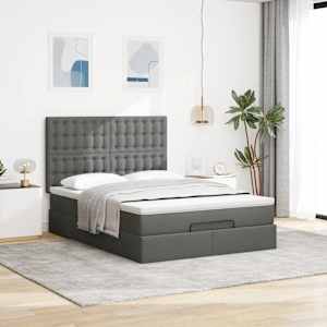 Osmanský rám postele s matrací tmavě šedá 140x190cm textil - obrázek 4
