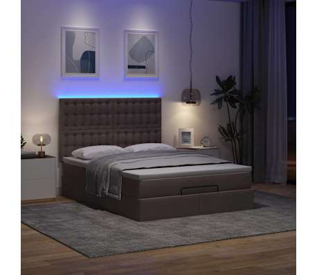 vidaXL ottomani voodi madratsita ja LED, tumepruun, 140x190cm, kangas