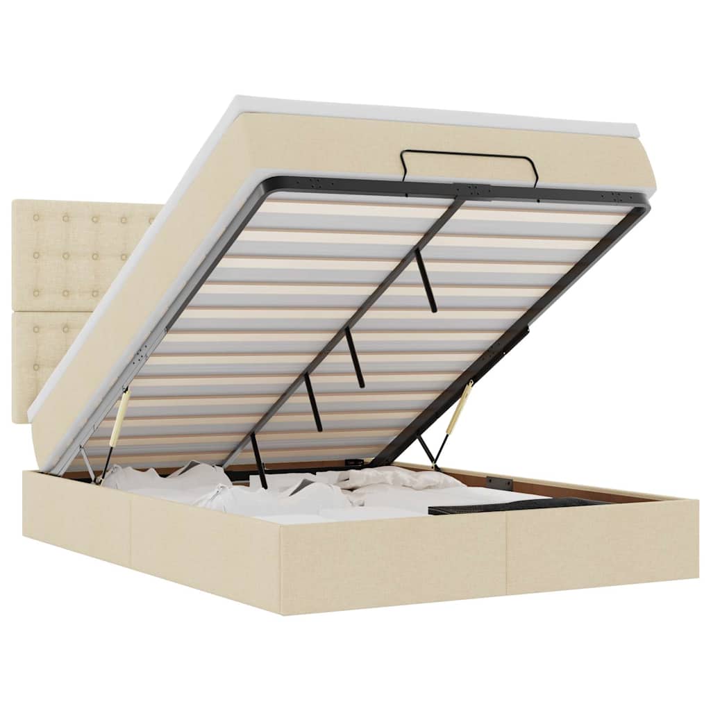 vidaXL Ottoman bed met matras en LED's 140x190cm stof crèmekleurig, foto 3