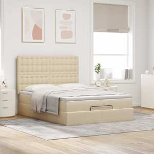 Osmanský rám postele s matrací krémově 140x190cm textil - obrázek 4