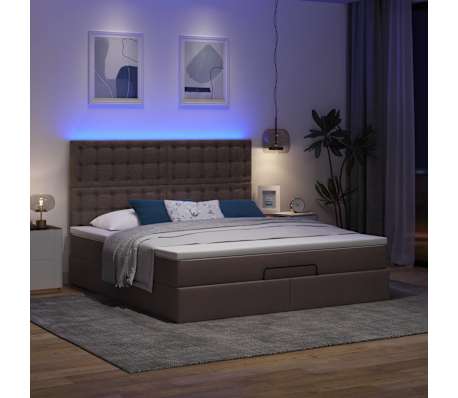 vidaXL Estrutura de cama otomana com colch&atilde;o 180x200cm castanho escuro