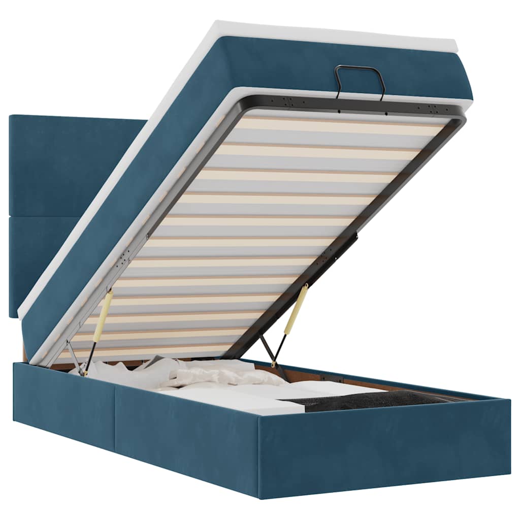 Thumbnail - vidaXL Ottoman-Bett mit Matratzen & LEDs Dunkelblau 80x200 cm Samt