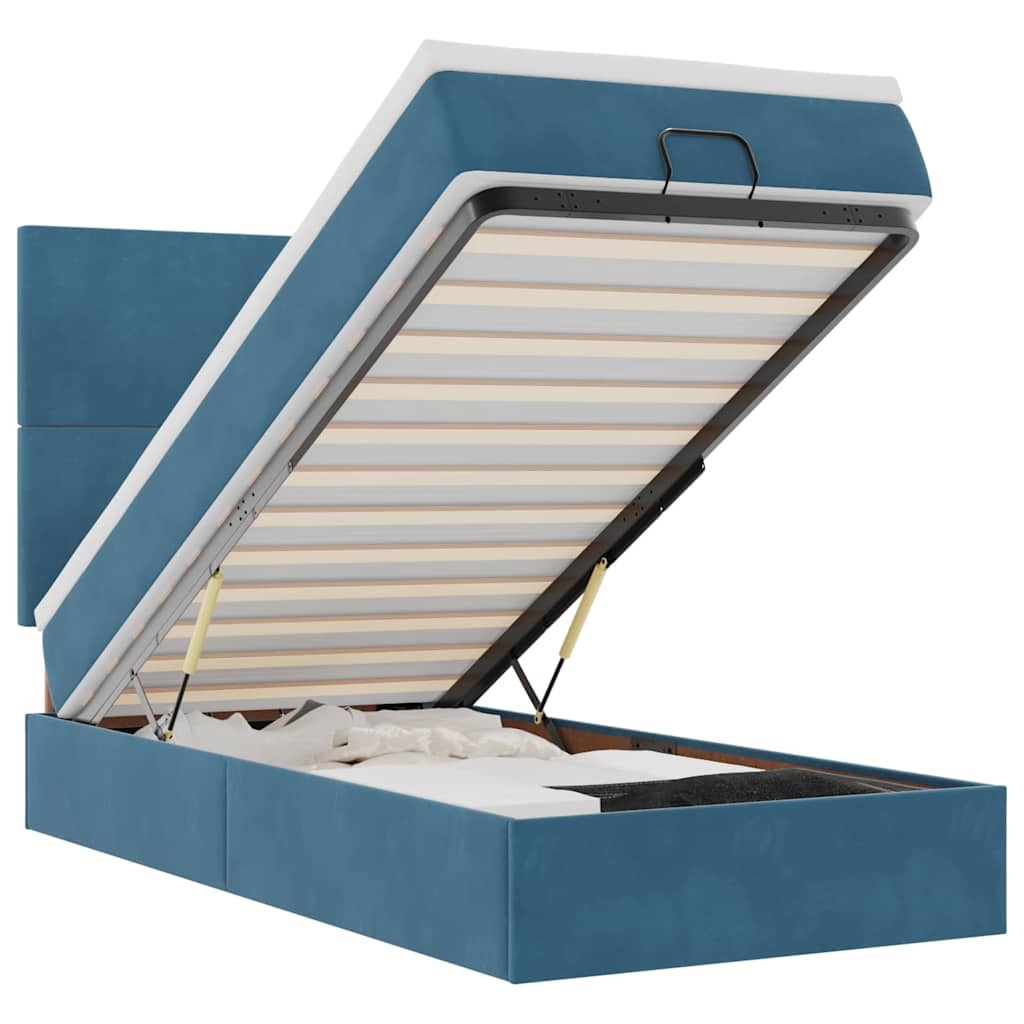 Thumbnail - vidaXL Ottoman-Bett mit Matratzen & LEDs Dunkelblau 90x190 cm Samt