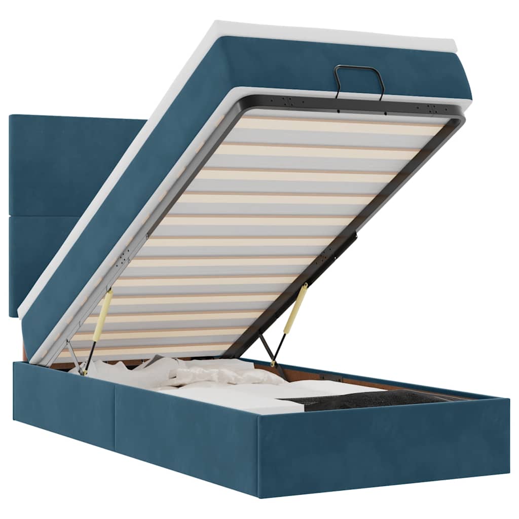 Thumbnail - vidaXL Ottoman-Bett mit Matratzen & LEDs Dunkelblau 100x200 cm Samt