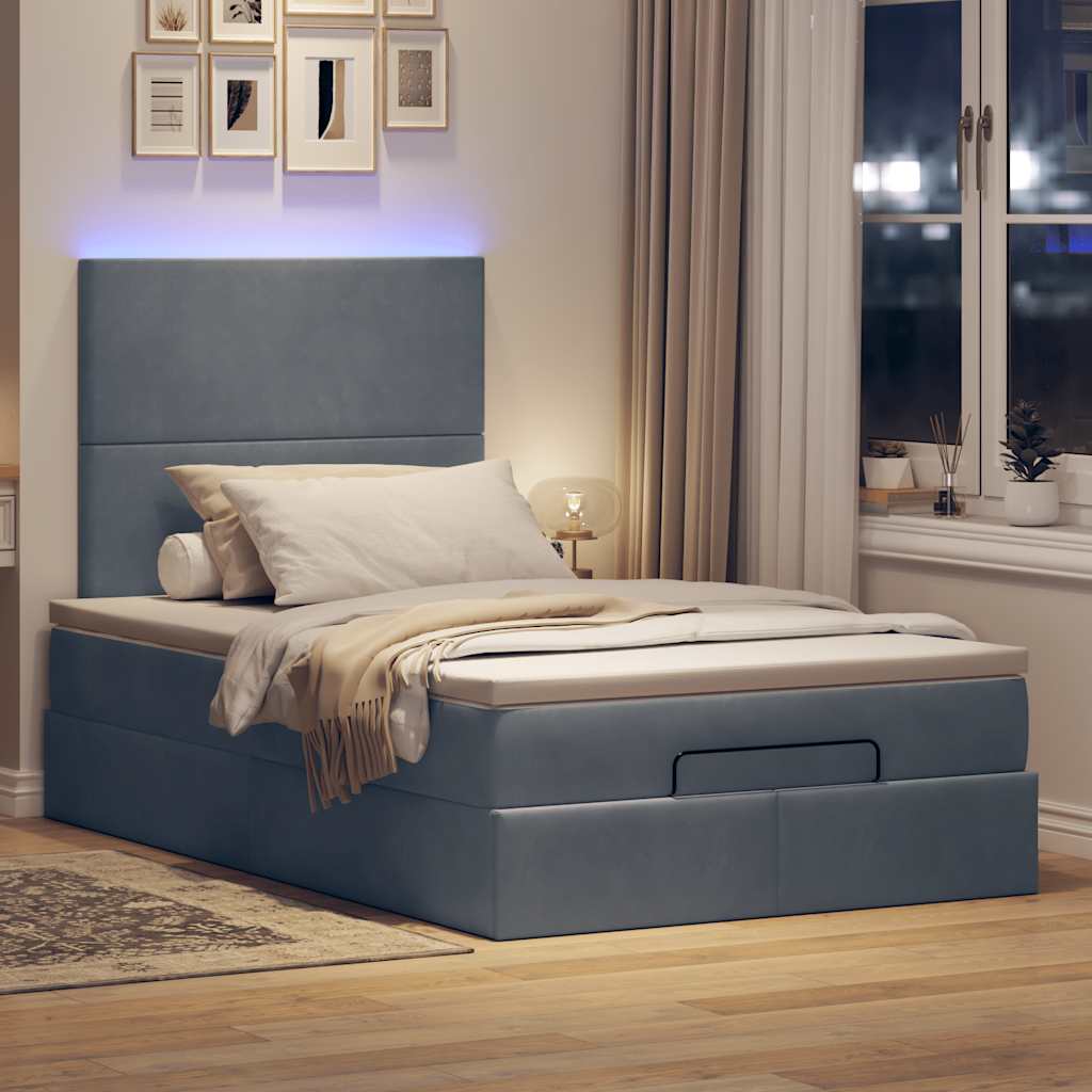 Ottoman-Bett mit Matratzen Dunkelgrau 120×190 cm Samt