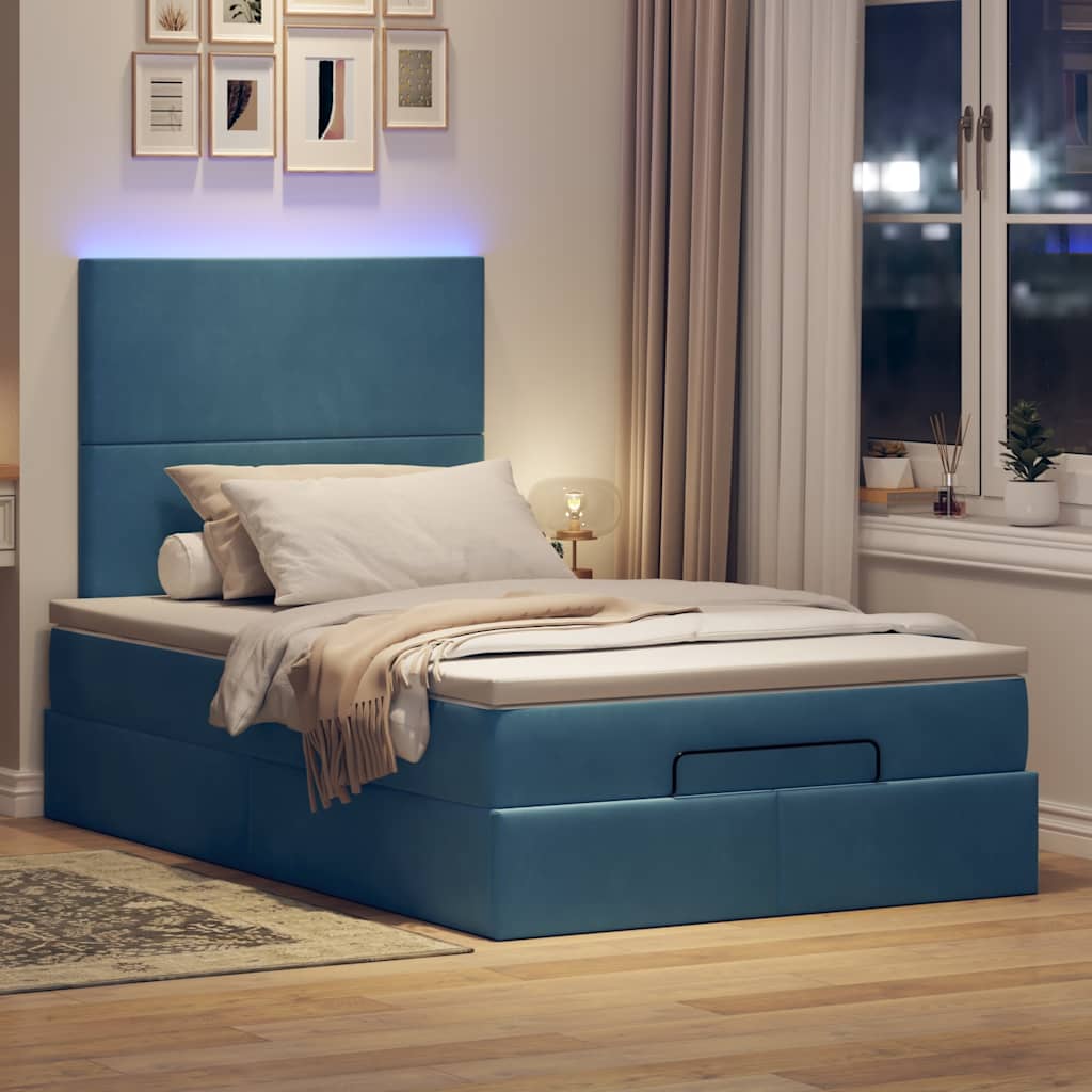 Ottoman-Bett mit Matratzen Dunkelblau 120×190 cm Samt