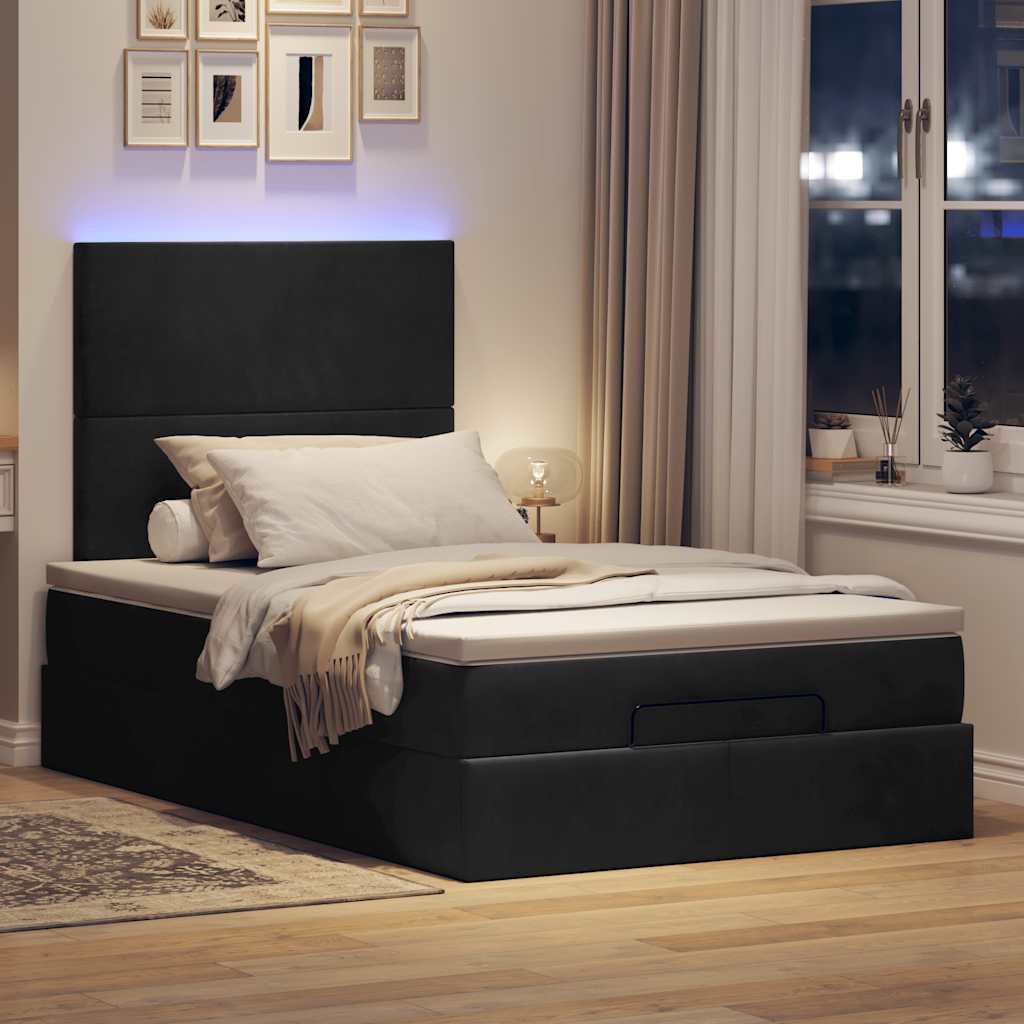 Thumbnail - vidaXL Ottoman-Bett mit Matratzen & LEDs Schwarz 120x200 cm Samt