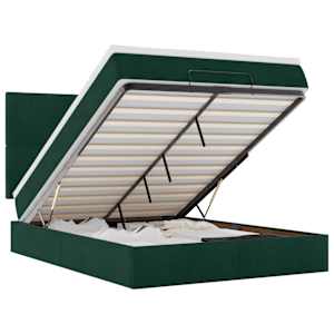 vidaXL Ottomani voodi madratsite ja LED-idega, tumeroheline, 140 x 190 cm, samet