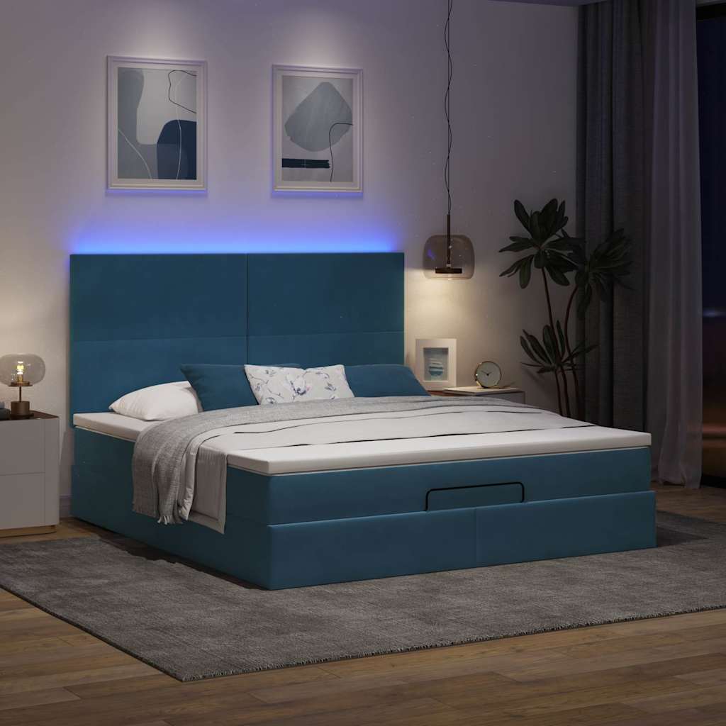 vidaXL Ottoman bed met matrassen en LED's 160x200cm fluweel afbeelding