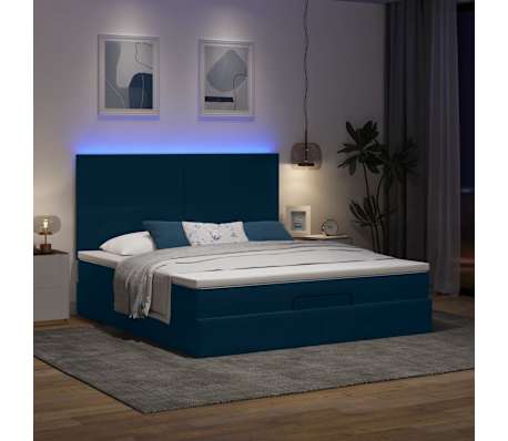 VidaXL Cadre de lit ottoman avec matelas bleu fonc&eacute; 160x200 cm velours