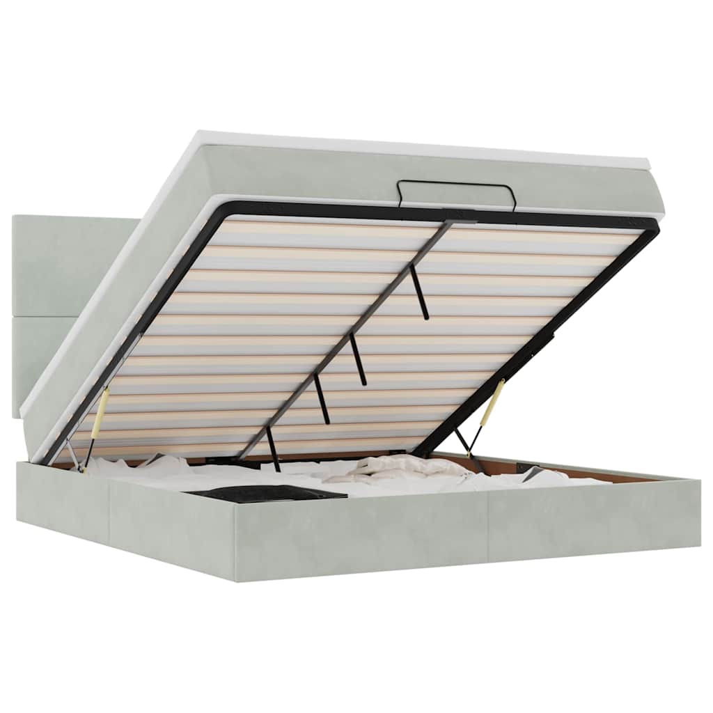 vidaXL Osmanský rám postele s matracíes světle šedá 180x200cm samet