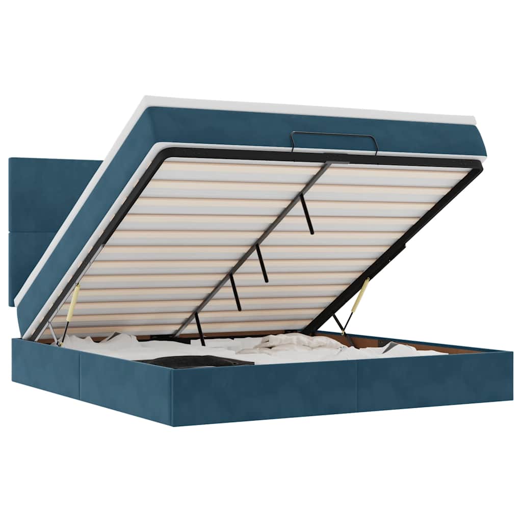 VidaXL Osmanský rám postele s matracíes tmavě modrá 180x200cm samet