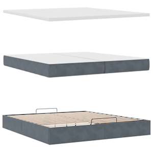Osmanský rám postele s matrací tmavě šedý 200x200cm samet - obrázek 12