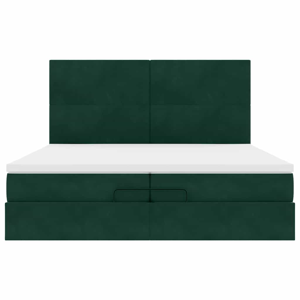 Osmanský rám postele s matrací tmavě zelená 200x200cm samet - obrázek 8
