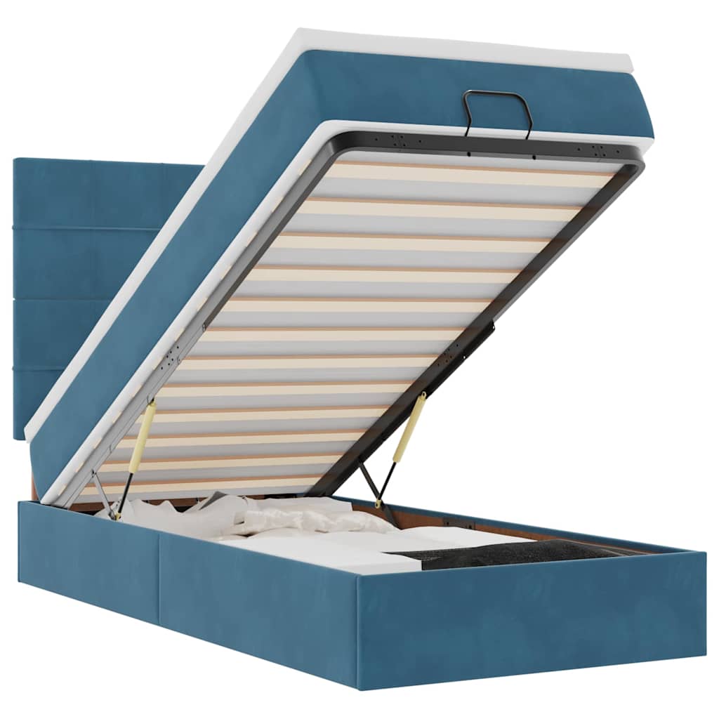 Thumbnail - vidaXL Ottoman-Bett mit Matratzen & LEDs Dunkelblau 90x200 cm Samt
