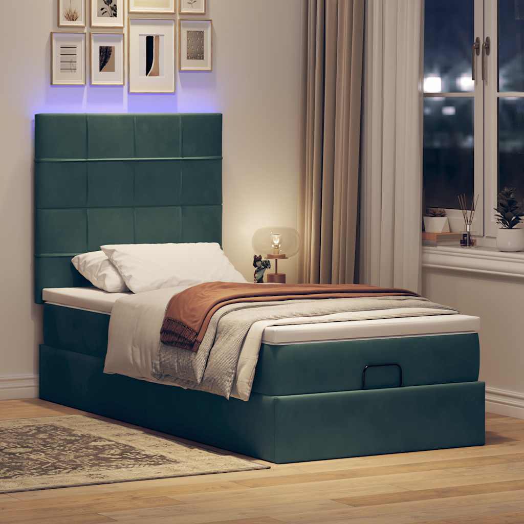 vidaXL Ottoman bed met matrassen en LED's 100x200cm fluweel afbeelding