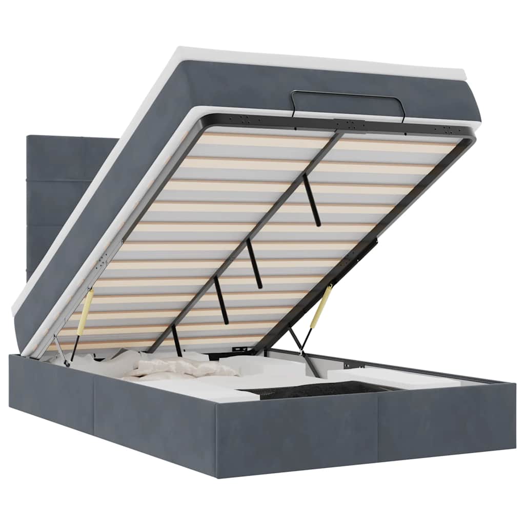 Thumbnail - vidaXL Ottoman-Bett mit Matratzen & LEDs Dunkelgrau 120x190 cm Samt