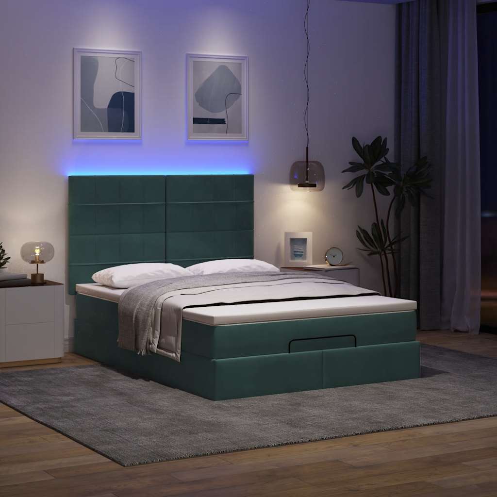 vidaXL Ottoman bed met matrassen en LED's 140x200cm fluweel afbeelding
