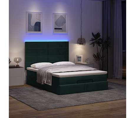 vidaXL Ottoman bed met matrassen en LED's 140x200cm fluweel