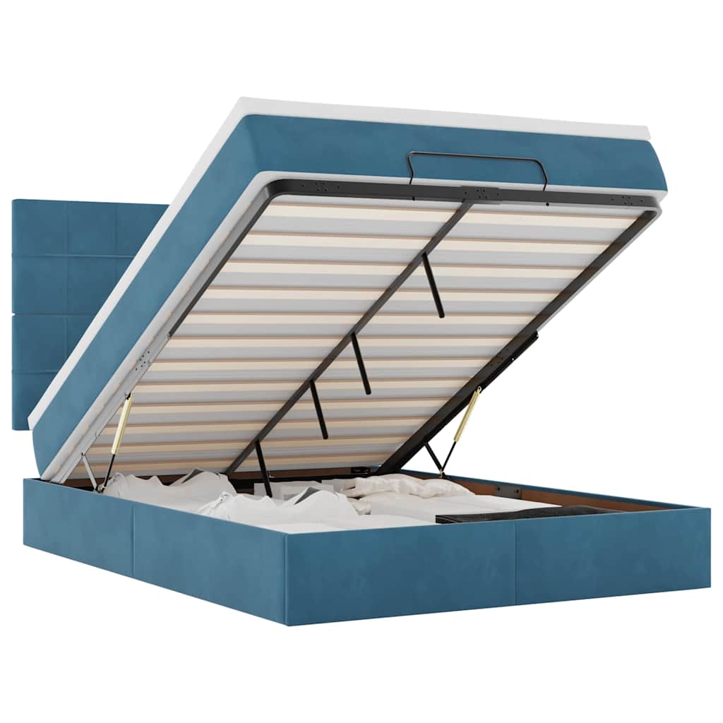 vidaXL Osmanský rám postele s matracemi tmavě modrá 140x200cm samet