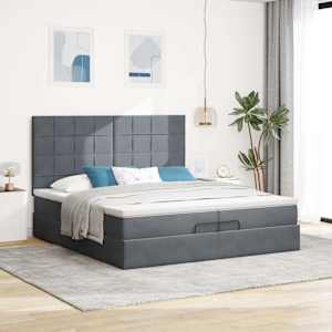 Osmanský rám postele s matrací tmavě šedý 200x200cm samet - obrázek 4