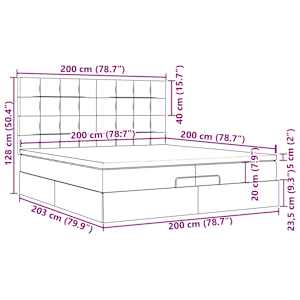 osmanská postel s matracemi a LED diodami tmavě modrá 200x200cm - obrázek 18